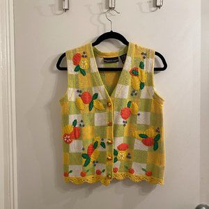 Knit Vest with Fruit Embroidery